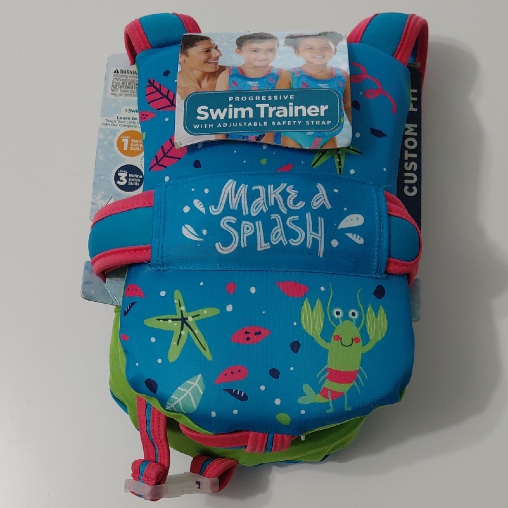 AQUA Blue Swim Trainer with Fun Design Gender Neutral Summer Splash Fun